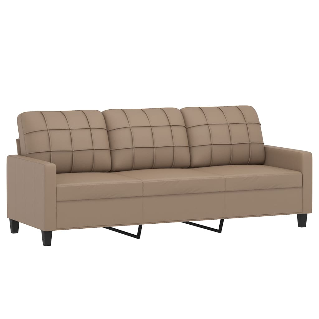 3-Sitzer-Sofa mit Zierkissen Cappuccino-Braun 180 cm Kunstleder