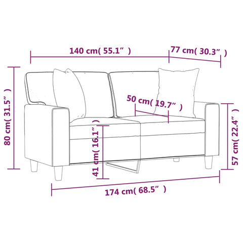 2-Sitzer-Sofa mit Zierkissen Cappuccino-Braun 140 cm Kunstleder