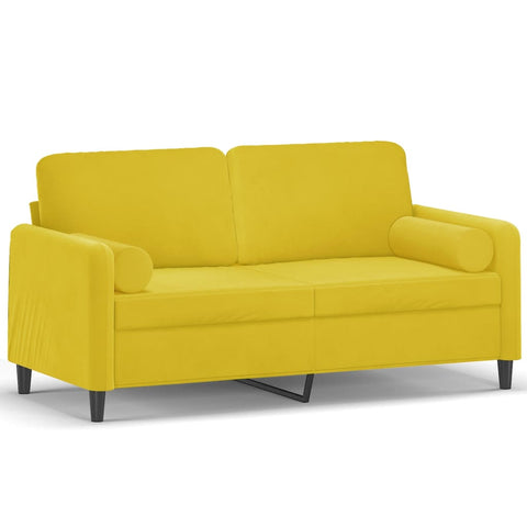 2-Sitzer-Sofa mit Zierkissen Gelb 140 cm Samt