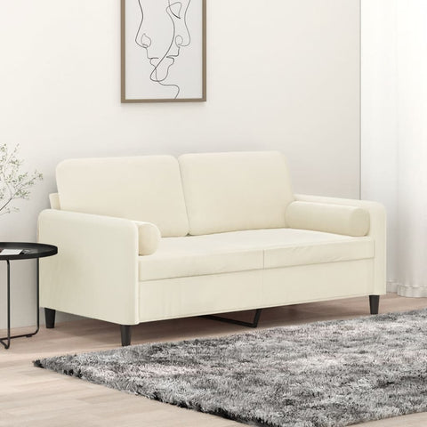 2-Sitzer-Sofa mit Zierkissen Creme 140 cm Samt