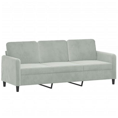 3-Sitzer-Sofa mit Zierkissen Hellgrau 180 cm Samt