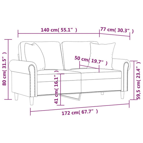 2-Sitzer-Sofa mit Zierkissen Weinrot 140 cm Kunstleder