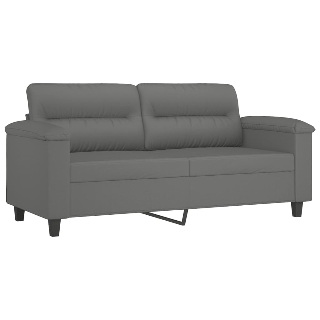 2-Sitzer-Sofa mit Kissen Dunkelgrau 140 cm Mikrofasergewebe