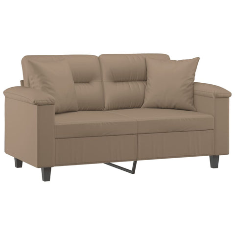 2-Sitzer-Sofa mit Zierkissen Cappuccino-Braun 120 cm Kunstleder