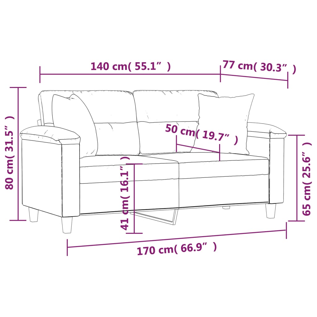 2-Sitzer-Sofa mit Zierkissen Weinrot 140 cm Kunstleder