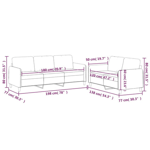 2-tlg. Sofagarnitur mit Kissen Taupe Stoff