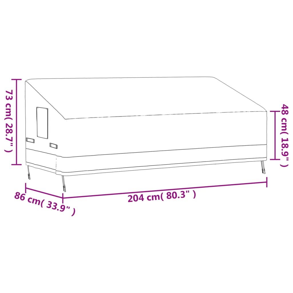 Abdeckungen für 3-Sitzer-Bank 2 Stk. 204x86x48/73cm 600D Oxford