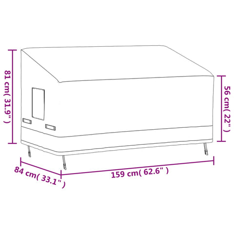 Abdeckungen für 3-Sitzer-Bank 2 Stk. 159x84x56/81cm 600D Oxford