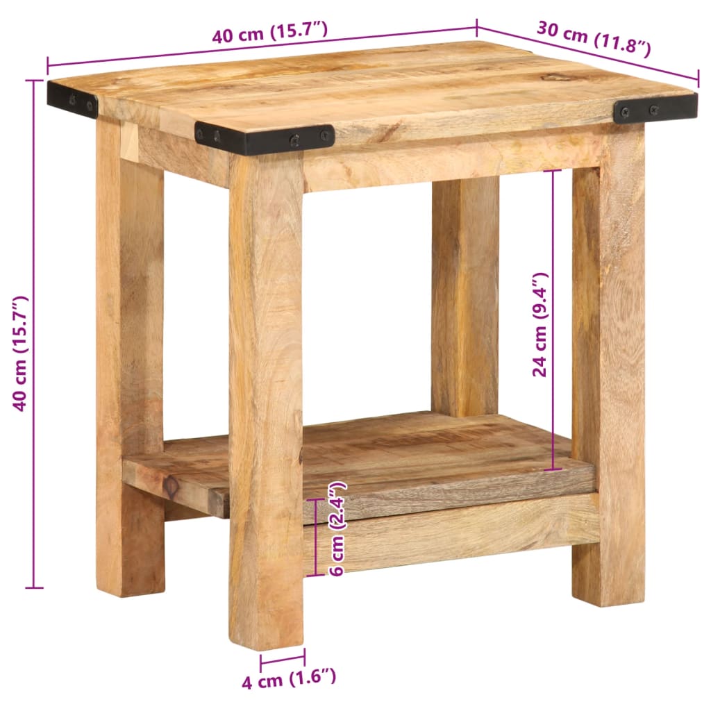 Beistelltisch 40x30x40 cm Raues Massivholz Mango