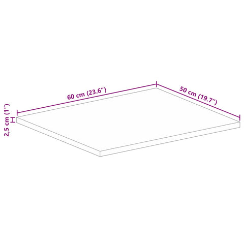 Tischplatte 60x50x2,5 cm Rechteckig Massivholz Akazie
