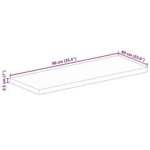 Tischplatte 90x60x2,5 cm Rechteckig Massivholz Akazie