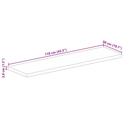 Tischplatte 110x50x3,8 cm Rechteckig Massivholz Mango