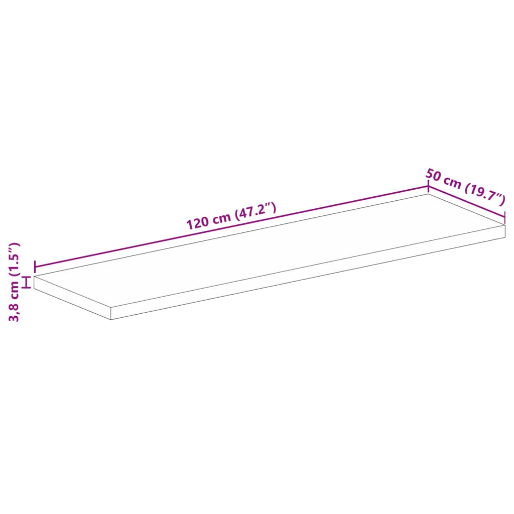 Tischplatte 120x50x3,8 cm Rechteckig Massivholz Mango