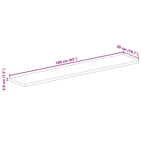 Tischplatte 160x50x3,8 cm Rechteckig Massivholz Mango