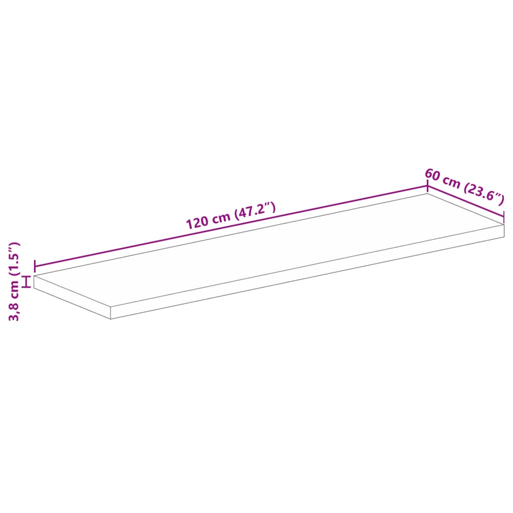 Tischplatte 120x60x3,8 cm Rechteckig Massivholz Mango