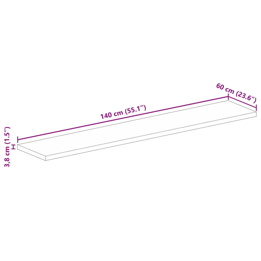 Tischplatte 140x60x3,8 cm Rechteckig Massivholz Mango