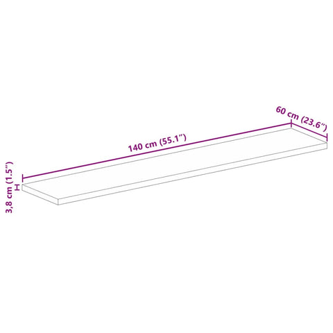 Tischplatte 140x60x3,8 cm Rechteckig Massivholz Mango