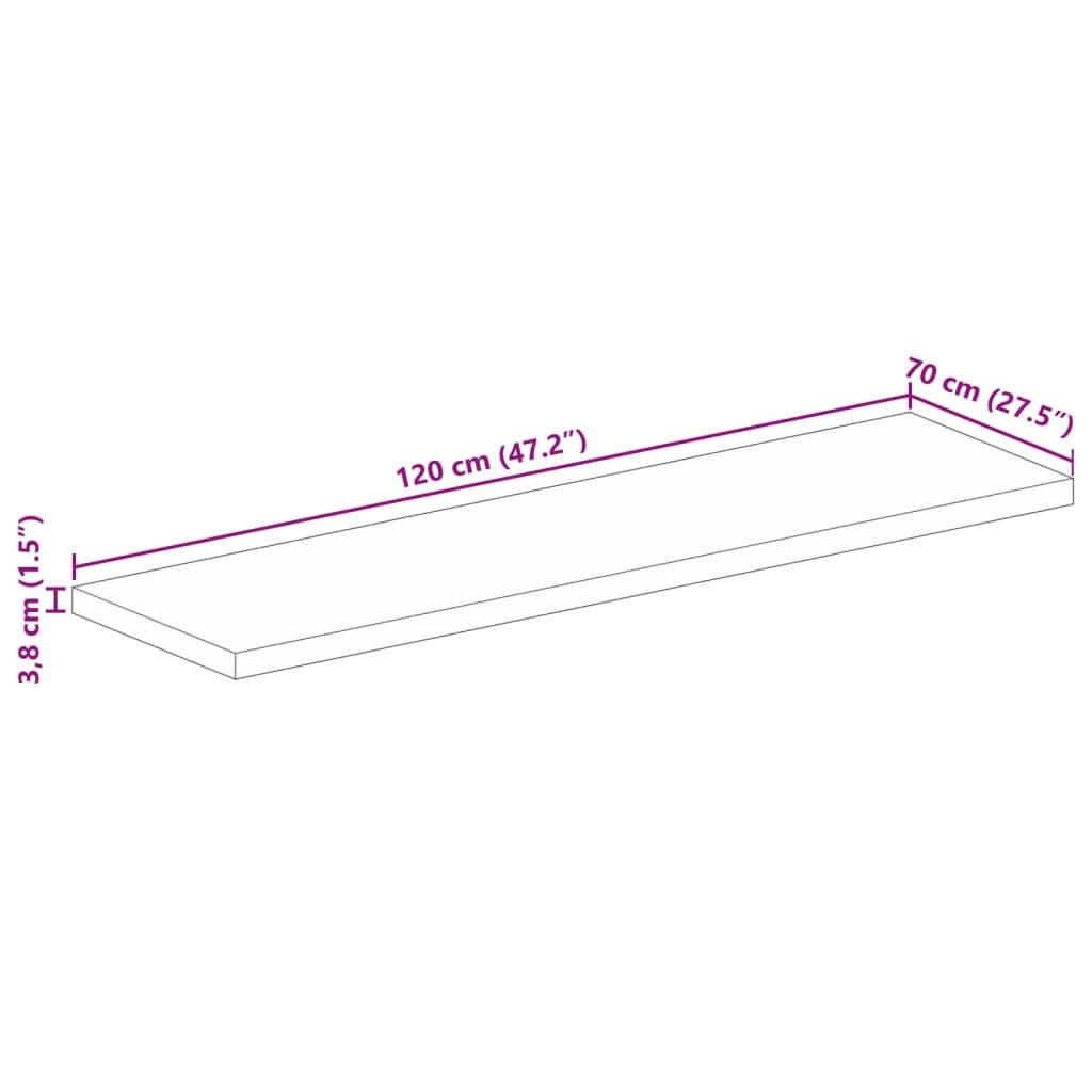 Tischplatte 120x70x3,8 cm Rechteckig Massivholz Mango