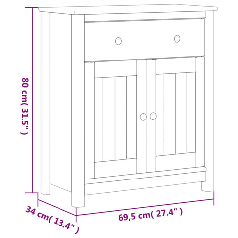 Badschrank BERG Weiß 69,5x34x80 cm Massivholz Kiefer