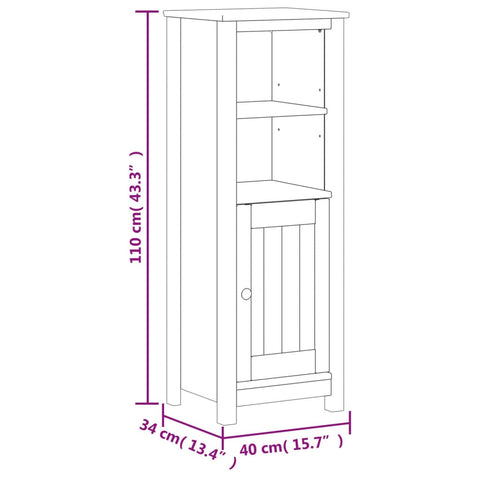 Badschrank BERG Weiß 40x34x110 cm Massivholz Kiefer