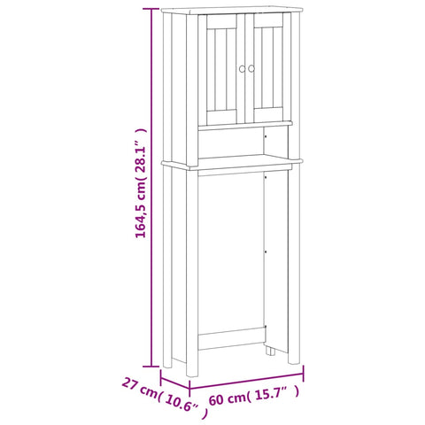 Toilettenschrank BERG Schwarz 60x27x164,5 cm Massivholz