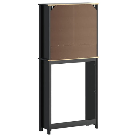 Waschmaschinenschrank BERG Schwarz 76x27x164,5 cm Massivholz