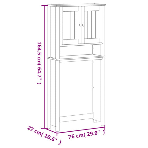 Waschmaschinenschrank BERG Schwarz 76x27x164,5 cm Massivholz