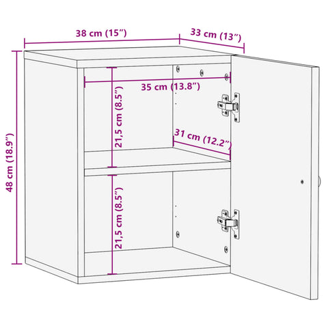 Bad-Wandschrank 38x33x48 cm Massivholz Mango