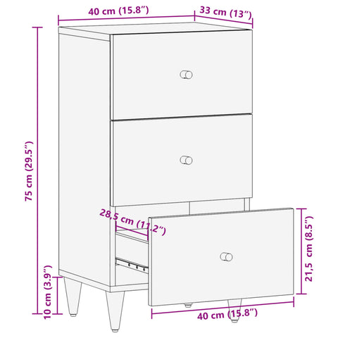 Beistellschrank 40x33x75 cm Massivholz Mango