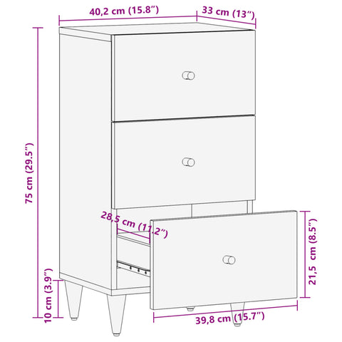 Beistellschrank 40x33x75 cm Massivholz Mango