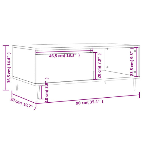 Couchtisch Hochglanz-Weiß 90x50x36,5 cm Holzwerkstoff