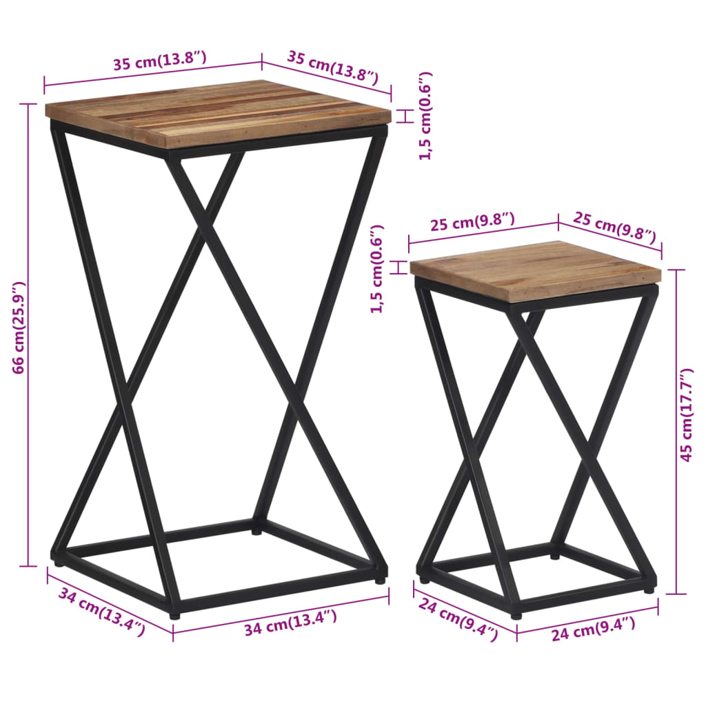 Beistelltische 2 Stk. Recyceltes Massivholz Teak