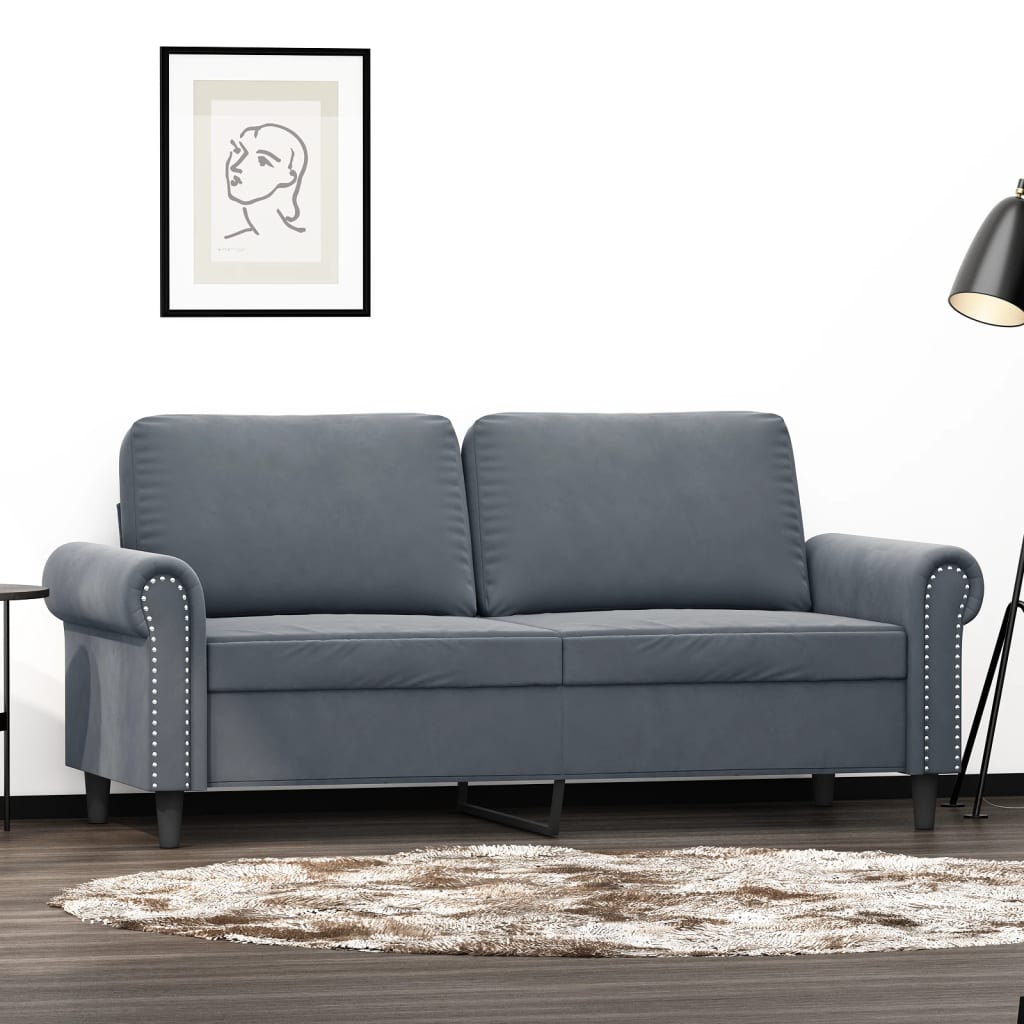 2-Sitzer-Sofa Dunkelgrau 140 cm Samt