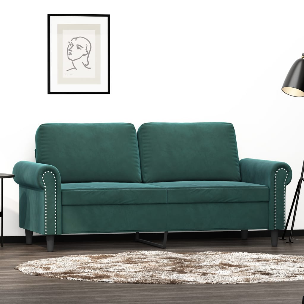 2-Sitzer-Sofa Dunkelgrün 140 cm Samt