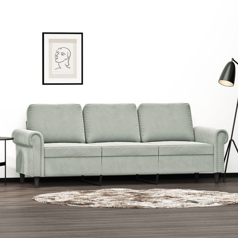 3-Sitzer-Sofa Hellgrau 180 cm Samt