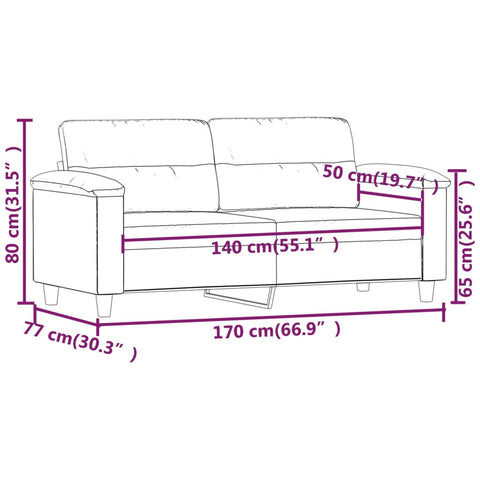 2-Sitzer-Sofa Creme 140 cm Mikrofasergewebe