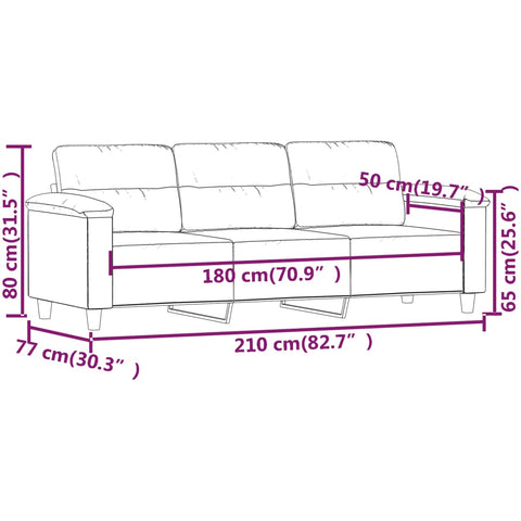 3-Sitzer-Sofa Taupe 180 cm Mikrofasergewebe