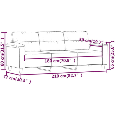 3-Sitzer-Sofa Creme 180 cm Mikrofasergewebe