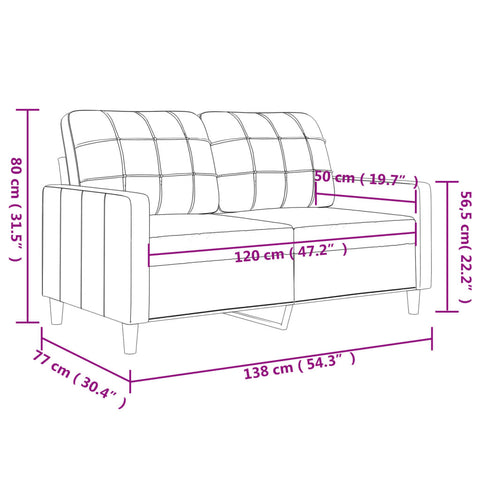 2-Sitzer-Sofa Hellgrau 120 cm Stoff