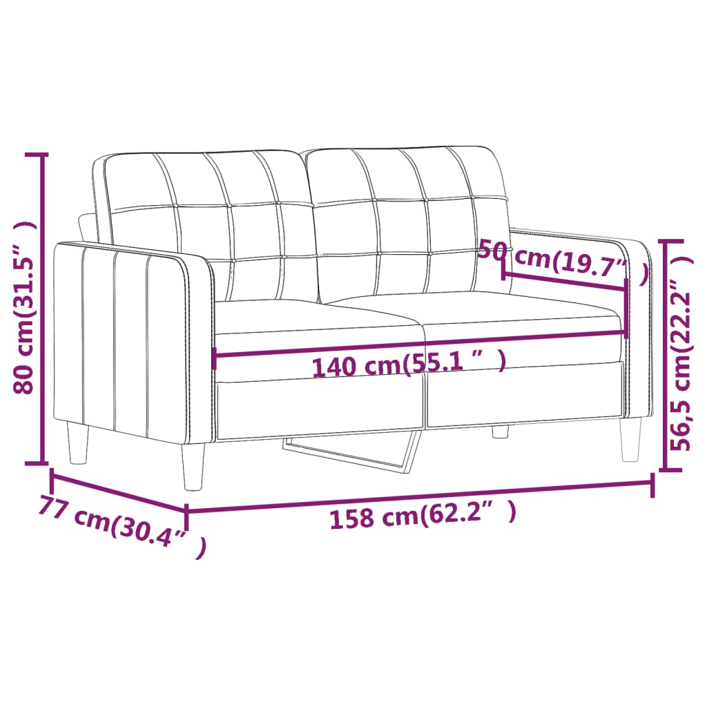 2-Sitzer-Sofa 140 cm Stoff in verschiedenen Farben und Stilen