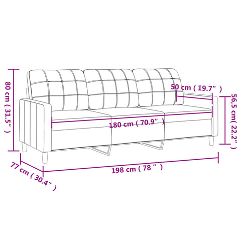 3-Sitzer-Sofa Dunkelgrau 180 cm Stoff