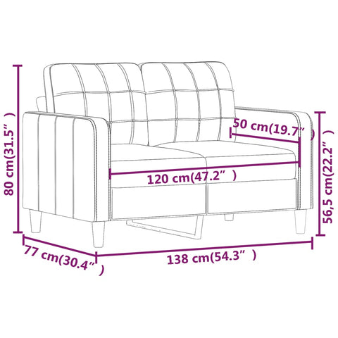 2-Sitzer-Sofa Creme 120 cm Kunstleder