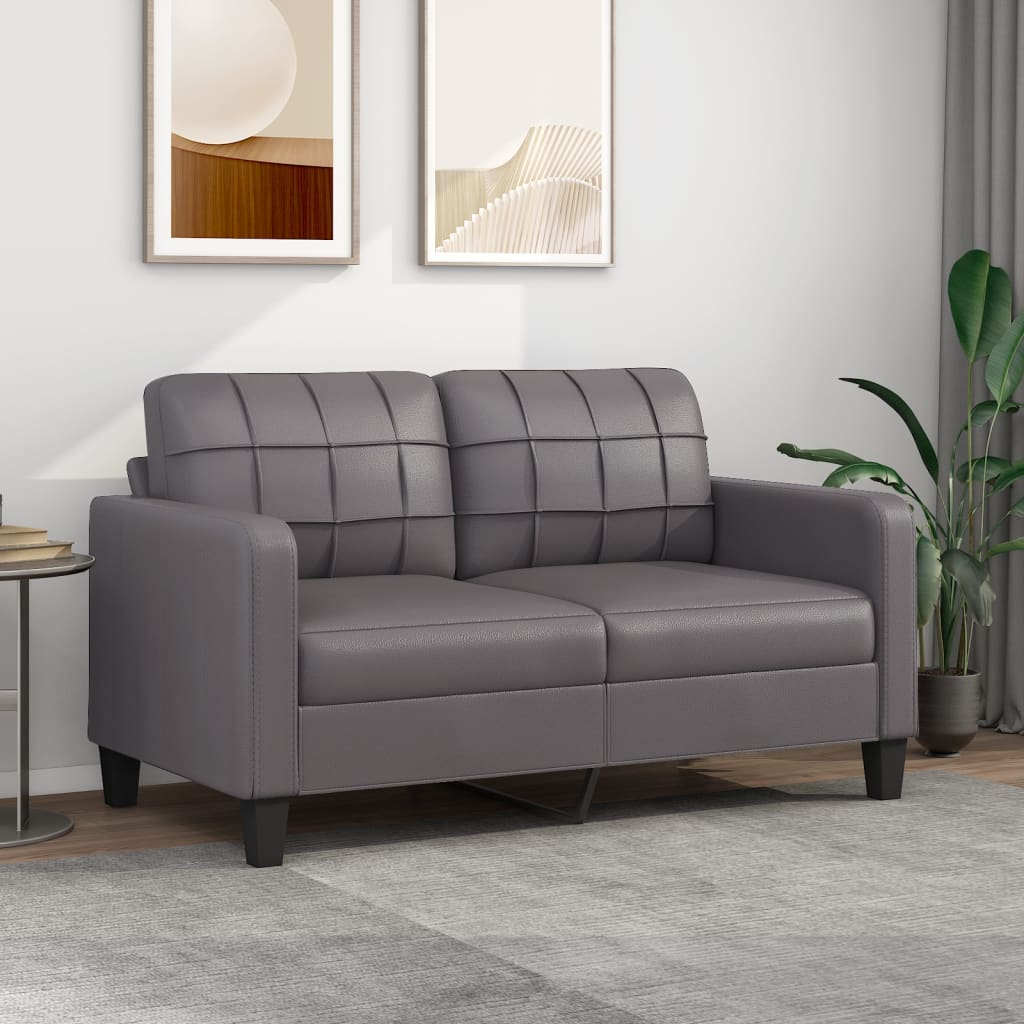 2-Sitzer-Sofa Grau 140 cm Kunstleder