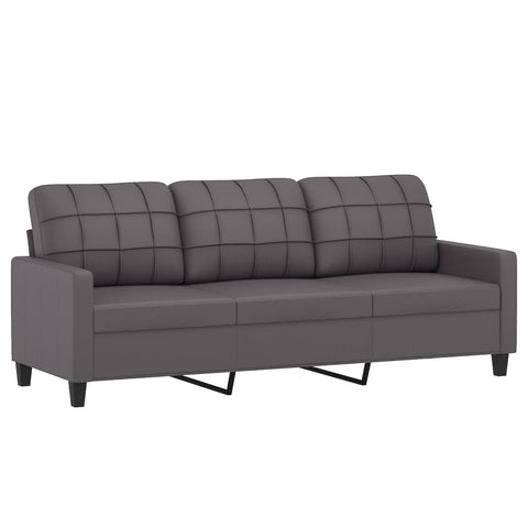 3-Sitzer-Sofa Grau 180 cm Kunstleder