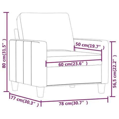 Sessel Cappuccino-Braun 60 cm Kunstleder