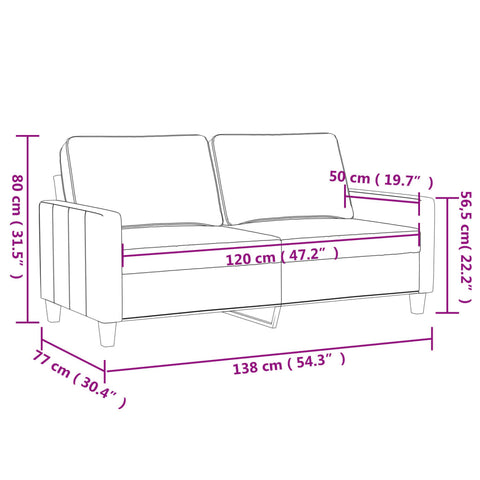 2-Sitzer-Sofa Schwarz 120 cm Kunstleder