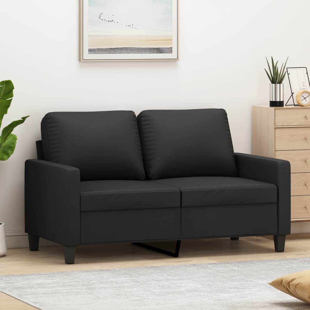 2-Sitzer-Sofa Schwarz 120 cm Kunstleder