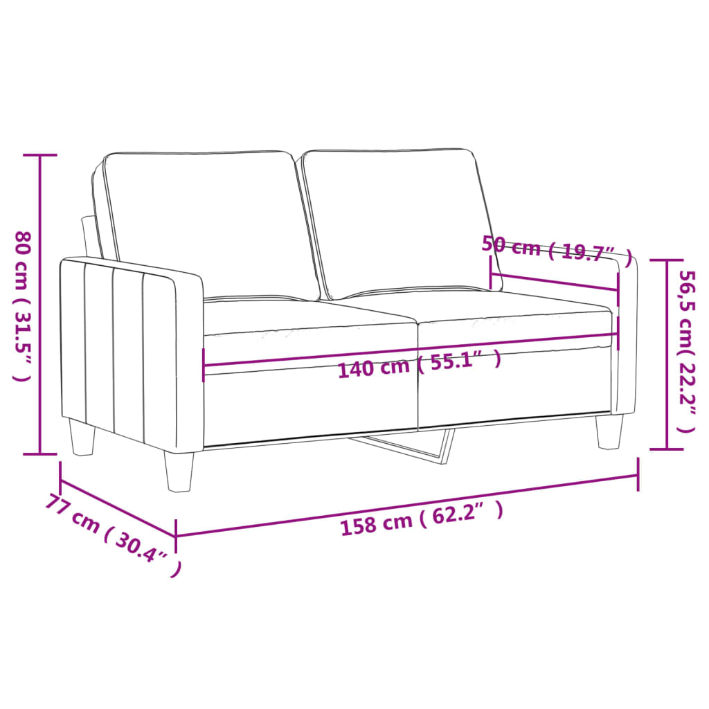 2-Sitzer-Sofa Creme 140 cm Kunstleder