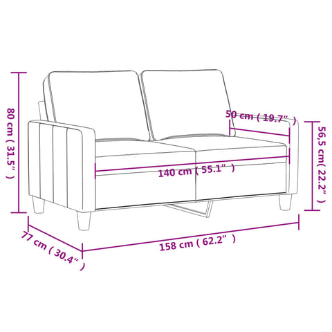 2-Sitzer-Sofa Creme 140 cm Kunstleder