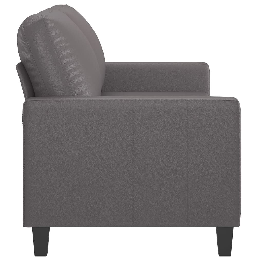 2-Sitzer-Sofa Grau 140 cm Kunstleder